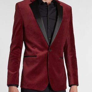 Brand new EXPRESS solid red velvet tuxedo jacket